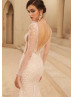 Luxury Beaded Lace Tulle V Back Wedding Dress